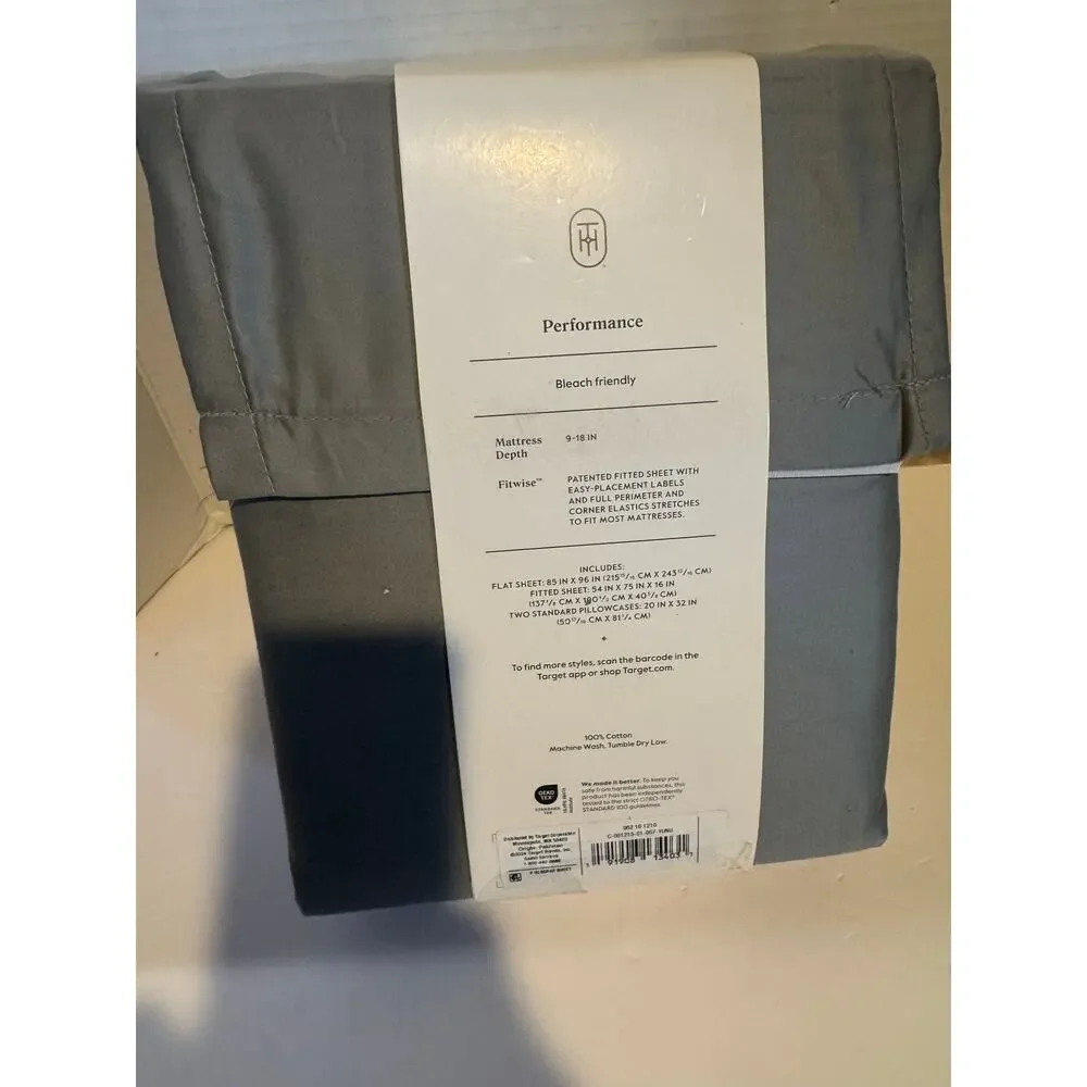 Solid Performance 400 Thread Count Sheet Set Threshold Gray full size100% cotton